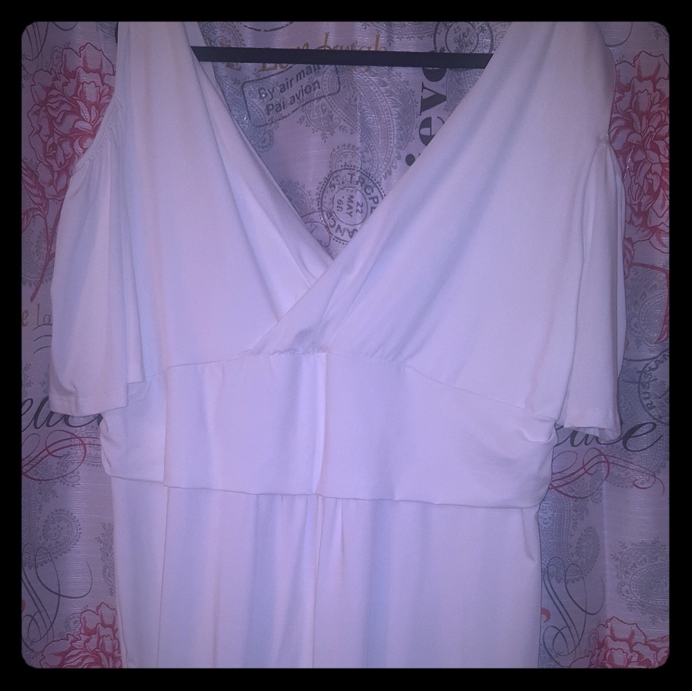 Cream cold shoulder dress